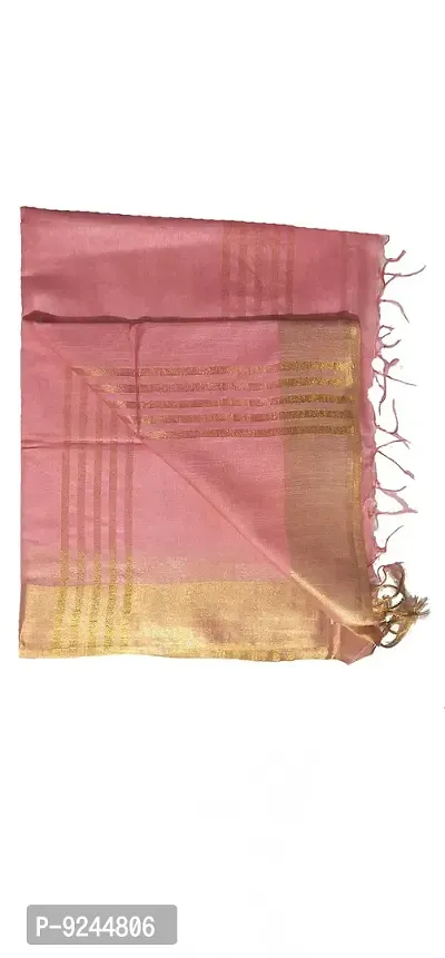 Attractive Soft Kota Silk Zari Border Saree With Running Blouse Attached (Light Pink)