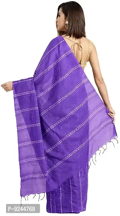 Handloom Kraft Weaving Soft Silk Saree With Blouse Piece Attached For Women's (French Violet)-thumb2