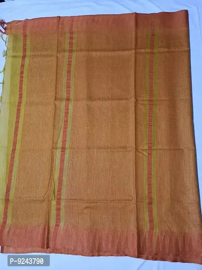 Handloom Women's Bhagalpuri Art Silk Saree With Blouse Piece (Orange S Masterd Yellow)-thumb4