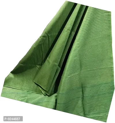 Attractive Handloom Bhagalpuri Handicraft Kota Silk Saree With Running Blouse Piece Attached For Women's (Crocodile Green)