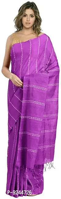 Handloom Kraft Weaving Soft Silk Saree With Blouse Piece Attached For Women's (Purple)