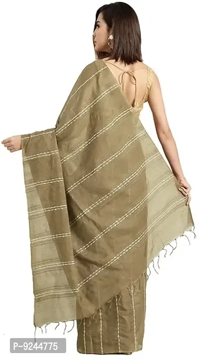 Handloom Kraft Weaving Soft Silk Saree With Blouse Piece Attached For Women's (Peanut)-thumb2