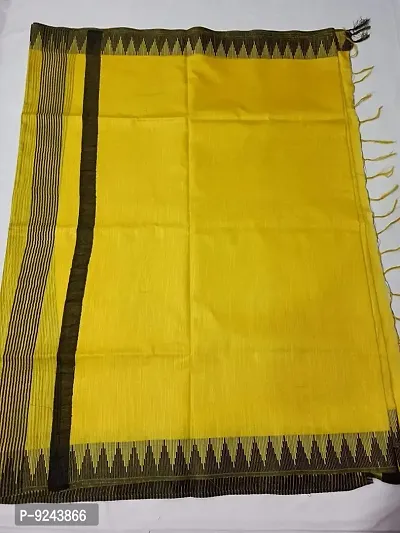 Attractive Handloom Women's Bhagalpuri Kota Silk Temple Saree with blouse piece (Yellow)-thumb2