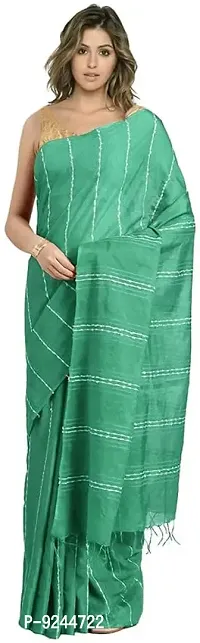 Handloom Kraft Weaving Soft Silk Saree With Blouse Piece Attached For Women's (Fern)
