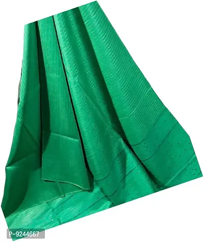 Attractive Handloom Bhagalpuri Handicraft Kota Silk Saree With Running Blouse Piece Attached For Women's (Jade Green)