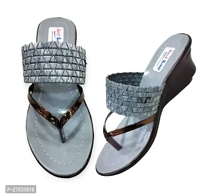 Stylish PU Grey Fancy Heel Sandal For Women-thumb0