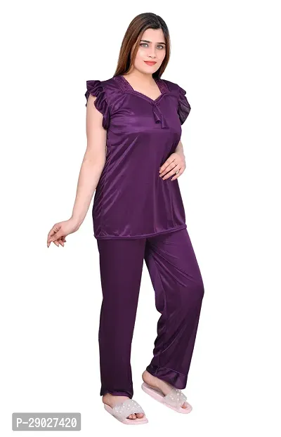 Stylish Stain Night suit For Women-thumb3