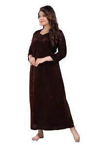 Trending Lace Nighty/Maxi/Sleepwear In Velvet Fabric For Girls And Women To Be Wear In Winters .-thumb1