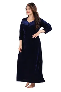 Trending Lace Nighty/Maxi/Sleepwear In Velvet Fabric For Girls And Women To Be Wear In Winters .-thumb1