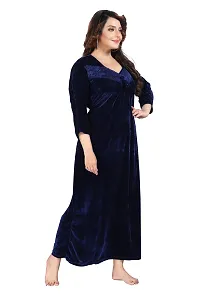 Trending Lace Nighty/Maxi/Sleepwear In Velvet Fabric For Girls And Women To Be Wear In Winters .-thumb3