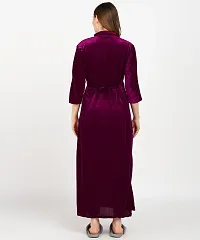 Classic Velvet Embroidered Nighty for Women-thumb1