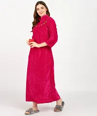 Classic Velvet Embroidered Nighty for Women-thumb2