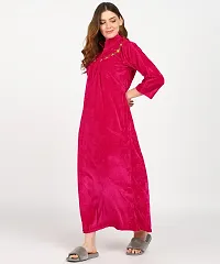 Classic Velvet Embroidered Nighty for Women-thumb3