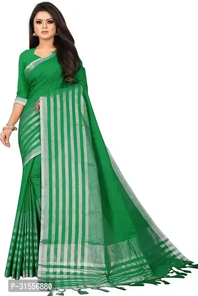 Stylish Fancy Silk Blend Saree With Blouse Piece For Women