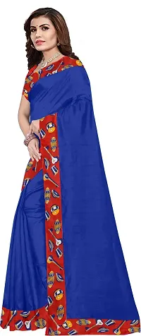 Stylish Fancy Silk Blend Saree With Blouse Piece For Women-thumb2