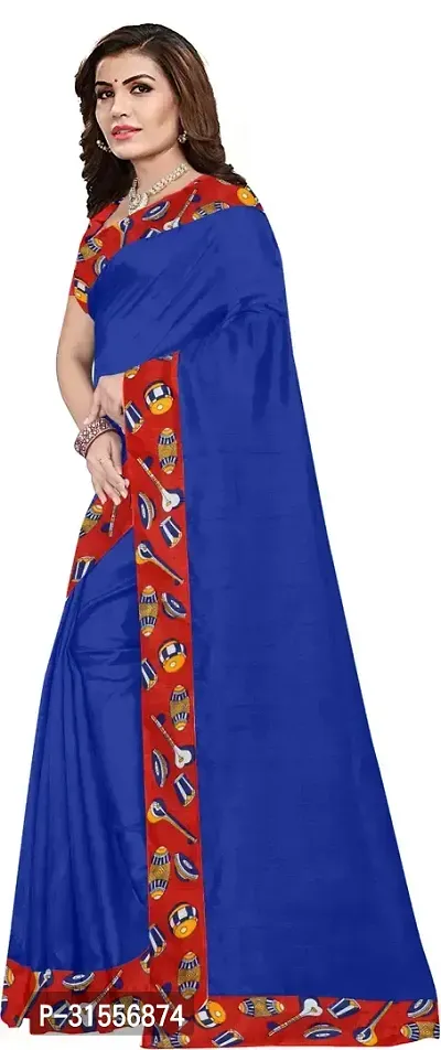 Stylish Fancy Silk Blend Saree With Blouse Piece For Women-thumb3