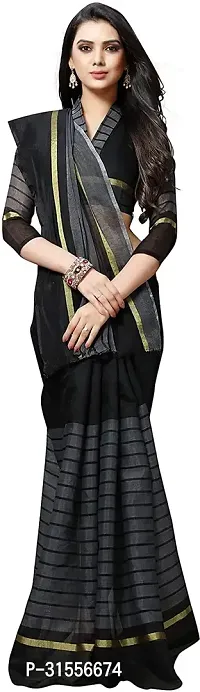 Stylish Fancy Cotton Silk Saree With Blouse Piece For Women-thumb0