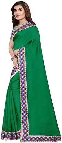 Stylish Fancy Silk Blend Saree With Blouse Piece For Women-thumb1