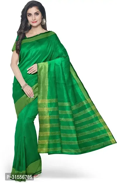 Stylish Fancy Cotton Silk Saree With Blouse Piece For Women-thumb0