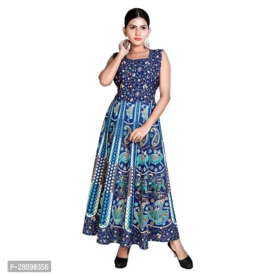 Stylish Cotton Stitched Printed Gown For Women-thumb0