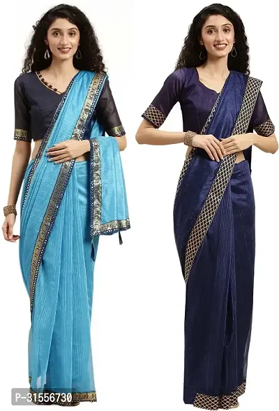 Stylish Fancy Art Silk Saree With Blouse Piece Combo For Women Pack Of 2-thumb0