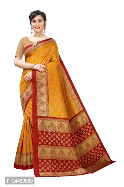 Stylish Yellow Art Silk Woven Design Saree with Blouse piece For Women