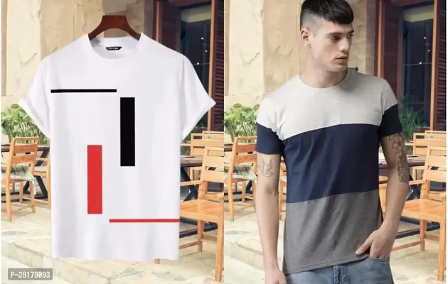 Stylish Design Cotton Combo Half  Sleeve Tshirt for Men-thumb0