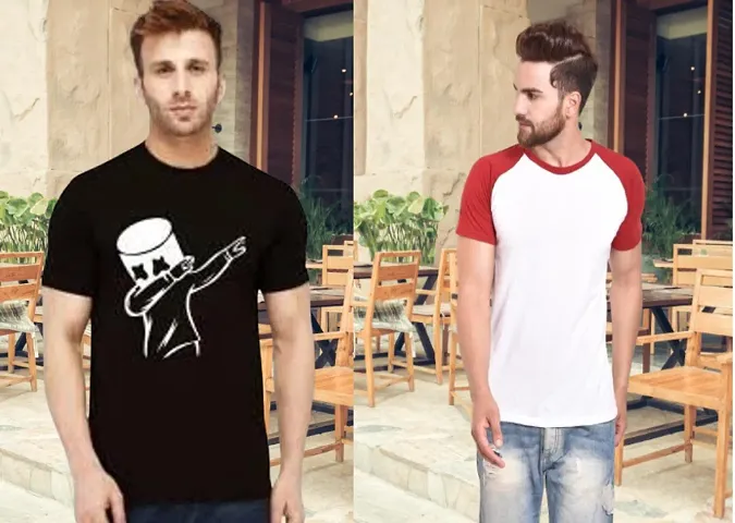 Stylish Short Sleeves Round Neck Tees For Men Pack Of 2