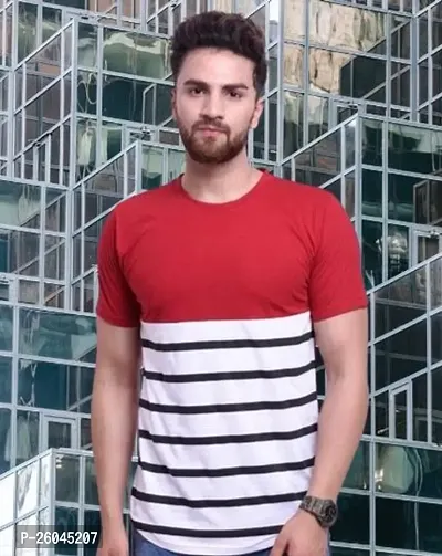 Stylish Red Cotton Printed Round Neck T-shirt For Men-thumb0