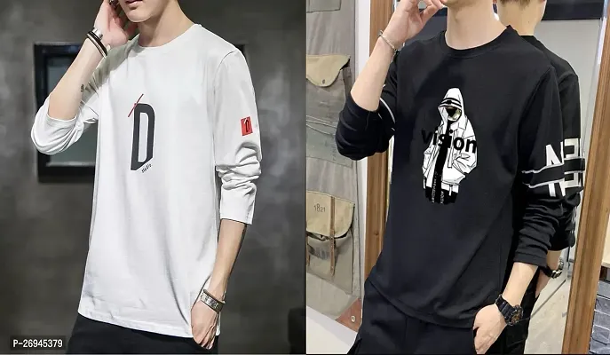 Stylish Design Cotton Combo Full  Sleeve Tshirt for Men