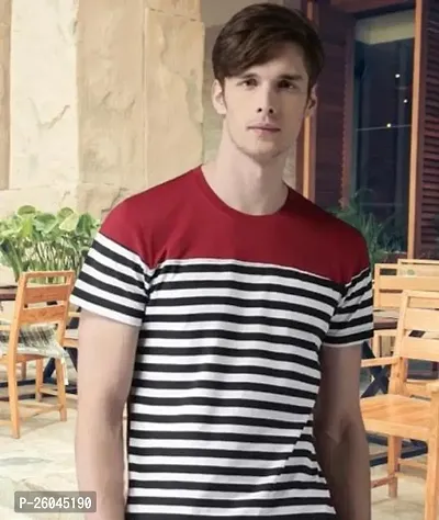 Stylish Red Cotton Printed Round Neck T-shirt For Men-thumb0