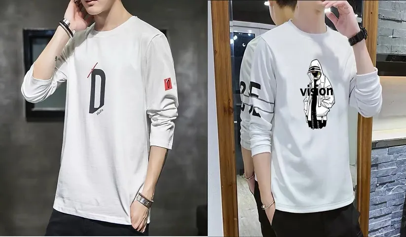Stylish Design Cotton Full Sleeves Combo T-Shirt For Men