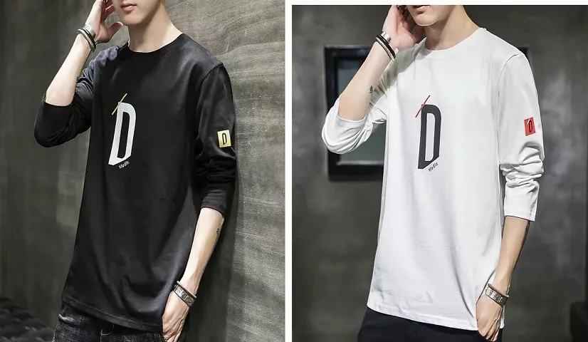 Stylish Design Cotton Full Sleeves Combo T-Shirt For Men