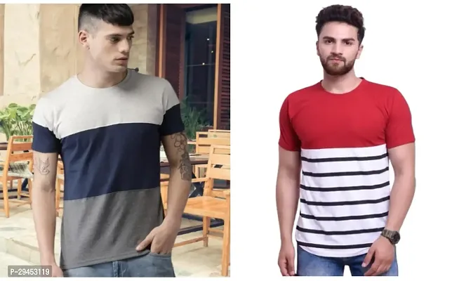 Stylish Cotton Half Sleeve Round Neck Tees For Men Pack Of 2-thumb0