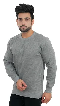 Winter Casual Wear Full Sleeve Round Neck Cotton Blend Solid Sweatshirt For Mens-thumb2