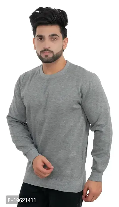 Winter Casual Wear Full Sleeve Round Neck Cotton Blend Solid Sweatshirt For Mens-thumb3