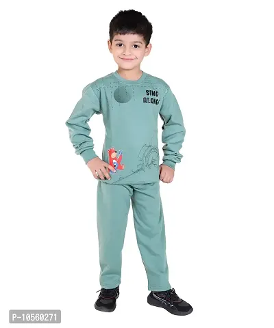 Winter Casual Wear Full Sleeve Cotton Blend Printed Tracksuit For Kids-thumb0