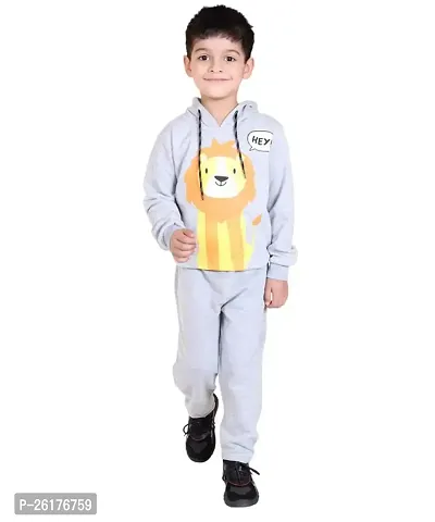 ZILVEE Winter Casual Wear Full Sleeve Cotton Blend Hooded Printed Tracksuit For Kids