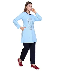 Women Full Sleeve Round Neck Printed Cotton Night Suit Set-thumb2