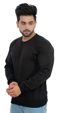 Winter Casual Wear Full Sleeve Round Neck Cotton Blend Solid Sweatshirt For Mens-thumb2