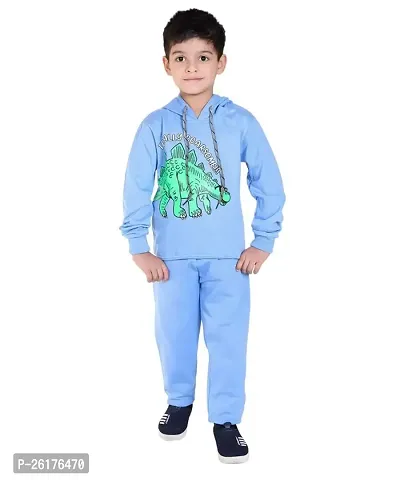 ZILVEE Winter Casual Wear Full Sleeve Cotton Blend Hooded Printed Tracksuit For Kids-thumb0