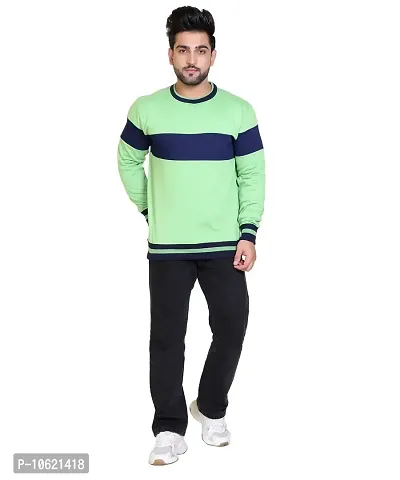 Winter Casual Wear Cotton Blend Striped Round Neck Sweatshirt For Mens