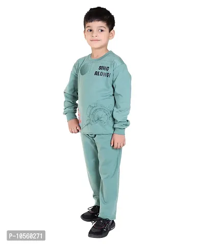 Winter Casual Wear Full Sleeve Cotton Blend Printed Tracksuit For Kids-thumb2