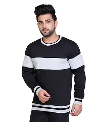 Winter Casual Wear Cotton Blend Striped Round Neck Sweatshirt For Mens-thumb2