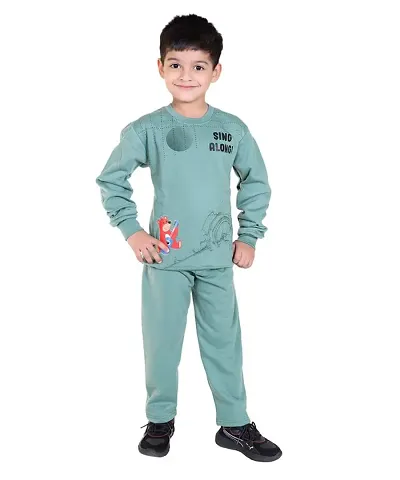 ZILVEE Winter Casual Wear Full Sleeve Blend Round Neck Tracksuit For Kids