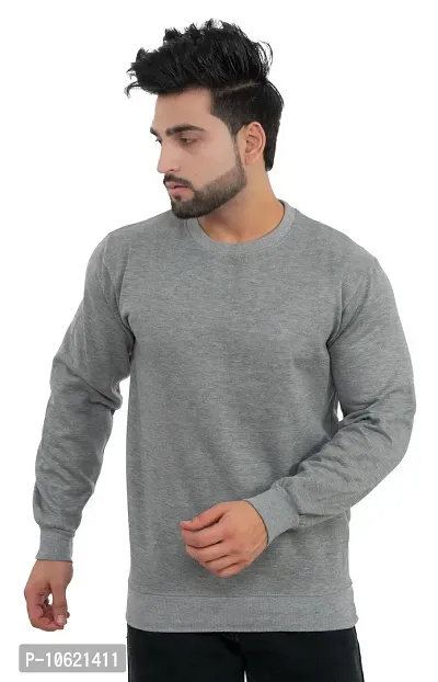 Winter Casual Wear Full Sleeve Round Neck Cotton Blend Solid Sweatshirt For Mens-thumb0