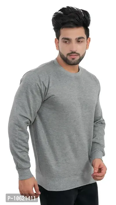 Winter Casual Wear Full Sleeve Round Neck Cotton Blend Solid Sweatshirt For Mens-thumb4