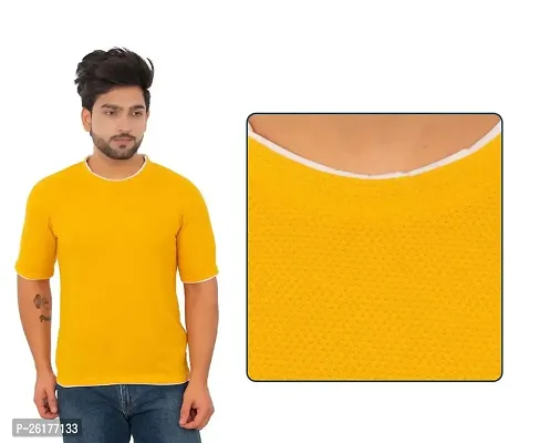 Bliss Bell Summer Casual Wear Solid Popcorn Round Neck Mens T-Shirt_203