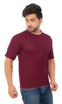 Bliss Bell Summer Casual Wear Solid Popcorn Round Neck Mens T-Shirt_203-thumb2