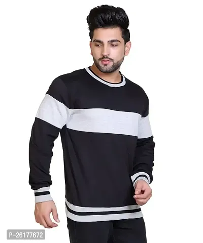 Bliss Bell Winter Casual Wear Cotton Blend Striped Round Neck Sweatshirt for Mens-thumb4